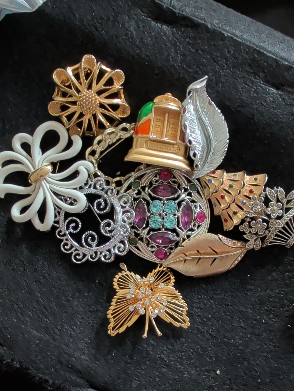 Branded Gold and Silver Floral Mixed-Metal Brooch Collection